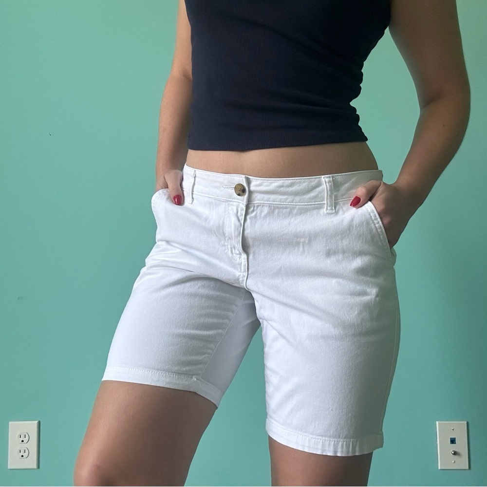 Women's White Bermuda Shorts